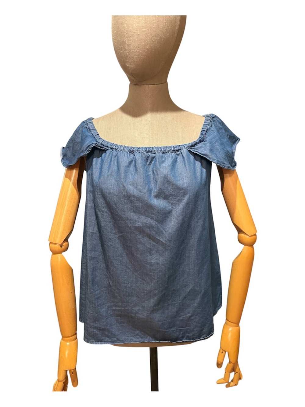 J. Crew factory Denim Blue Off-Shoulder Top, size medium, 100% cotton